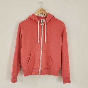 H&M Basic Full Zip Hoodie in Coral